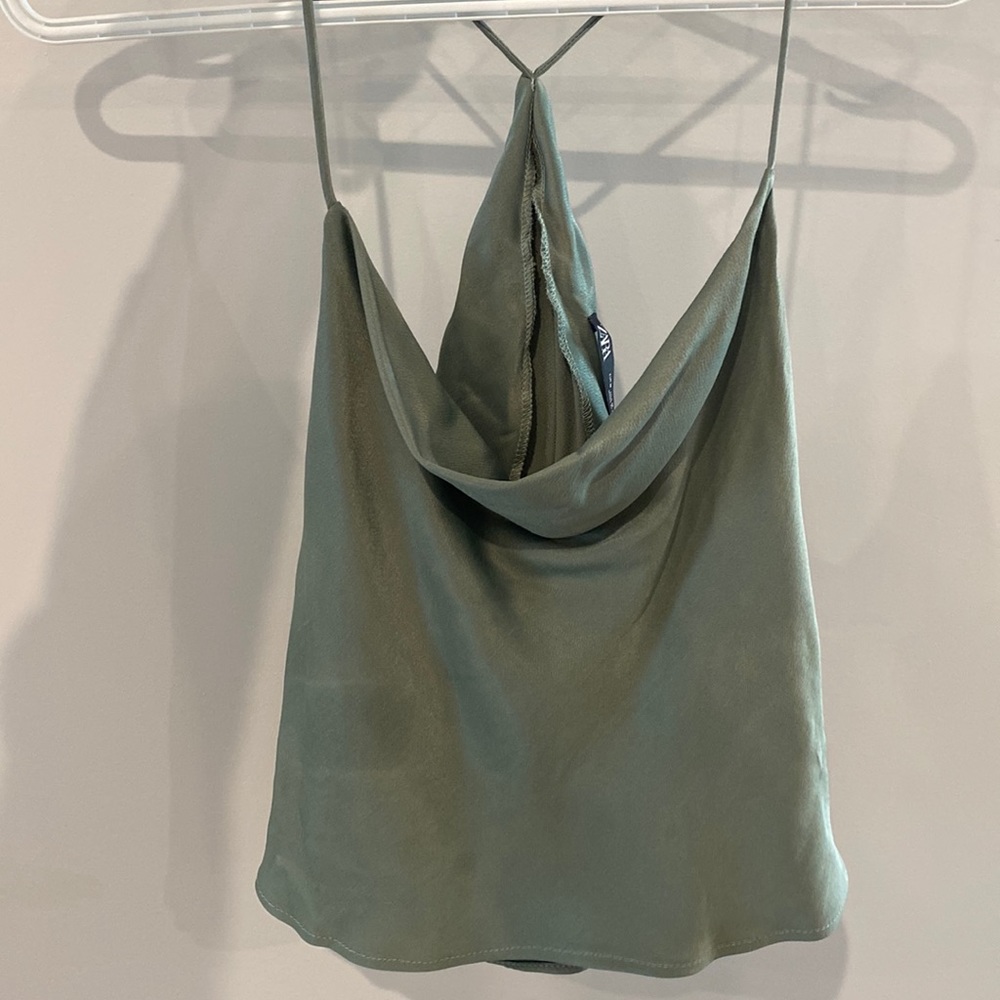 Zara green silk top. Size medium never worn